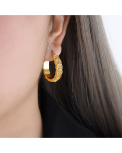 Ins style Fashion Personalized Texture Geometric Type Minimalism Gold Plated Titanium Steel Earrings For Women-Gold Color-01