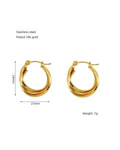 Retro Personalized Geometric Irregular Earrings Twisted Line Stainless Steel Earrings 