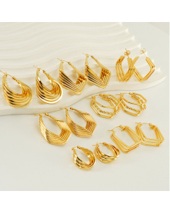 Wholesale Geometric Stainless Steel Earrings Retro Personalized Geometric Irregular Earrings Twisted Line Earrings