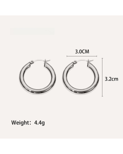 Wholesale Geometric Stainless Steel Earrings Hoop Earring-Steel Color-S