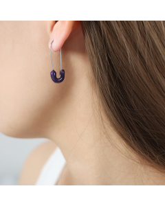 Wholesale Earrings Cross-border Novelty Individual Titanium Steel Drip Oil Gilded Geometric Pin Earrings-Steel Color-Purple