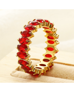 Wholesale Stainless Steel Ring Oval Zirconium Inlaid Ring-Gold Color-03-10