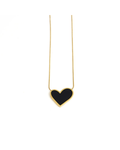 Gold Irregular Heart Pendant With Stainless Steel Snake Chain CA7810159