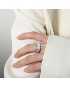 Wholesale Opening Ring Personality Fashion Titanium Steel Gold-Plated Drip Oil Ring Jewelry Female-Steel Color-Blue