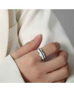 Wholesale Opening Ring Personality Fashion Titanium Steel Gold-Plated Drip Oil Ring Jewelry Female-Steel Color-White