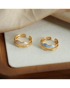 Wholesale Opening Ring Personality Fashion Titanium Steel Gold-Plated Drip Oil Ring Jewelry Female