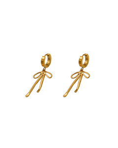 Gold Color Bow Earrings Gold Plated Geometric Stud Stainless Steel Bow Earrings 