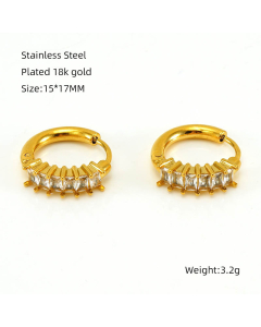 Fashion Light Luxury Gold-plated Earring Inset Zircon Earring Female Stainless Steel Earrings 