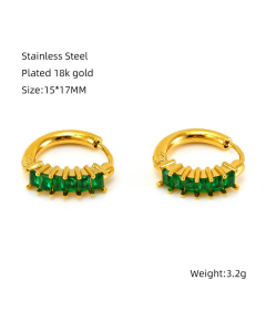 INS Style Fashion Light Luxury Gold-plated Earring Inset Zircon Earring Female Stainless Steel Earrings 