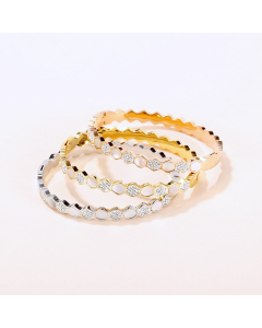 Wholesale Bangle Niche Design Geometric Temperament Hexagonal Inset Zirconia Gold Plated Titanium Steel Bracelet