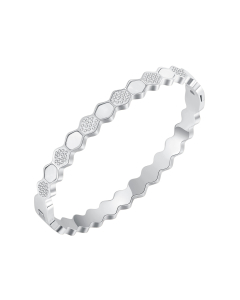 Temperament Hexagonal Inset Zirconia Gold Plated Titanium Steel Bracelet