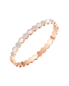 Non-Fading Hexagonal Inset Zirconia Gold Plated Titanium Steel Bracelet