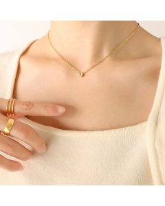 Gold Single zircon Titanium Steel Necklace CA7810142