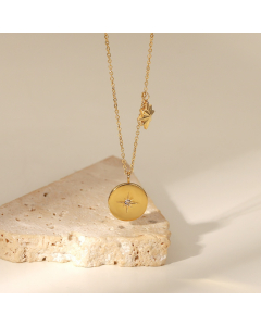 Goldplated Stainless Steel Falling Star Charm Necklace CA7810178