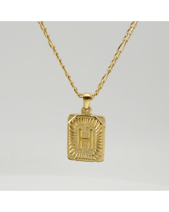 H Hip Hop Style Initial Letter With Curby Chain Necklace CA7810225