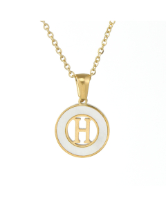 H Hollow Letter With White Shell Necklace CA7810208