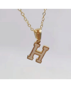 H Initial Letter Inlaid White Shell Stainless Steel Necklace CA7810228