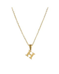 H Mirror Polish Initial Letter Figaro Chain Necklace CA7810227