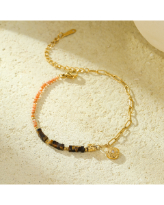 Fine Jewelry Hand-beaded Square Geometric Inlaid Zircon Stainless Steel Bracelet 