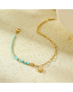 Niche Hand-beaded Square Geometric Inlaid Zircon Stainless Steel Bracelet 