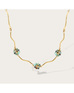 Wholesale Stainless Steel Necklace Beaded Flowers Acrylic Clavicle Chain Necklace