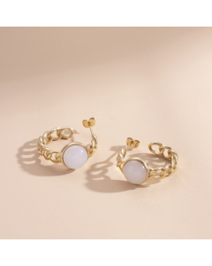 Wholesale Versatile Earrings Personality Fashion Temperament Stainless Steel Heart C-Shaped Enamel Earrings 