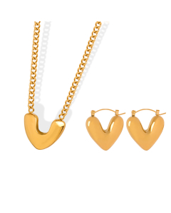 Wholesale Fine Jewelry Heart Design Pendant Stainless Steel Necklace Earring