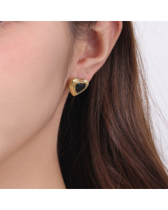 Black Love Pendant Earrings Heart Shaped Diamond Inlaid Stainless Steel Earrings