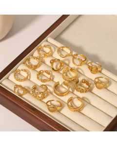 Wholesale Light Luxury Ring High Quality Minimalism 18K Gold Plated Hemp Pattern Stainless Steel Ring