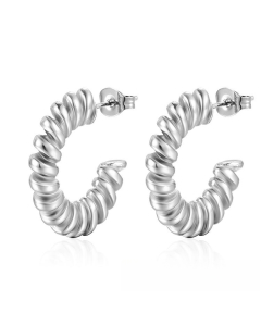 Wholesale Jewelry Light Luxury INS Style High Quality Titanium Steel Earrings Women Stainless Steel 18K Irregular Earrings-Steel Color-01