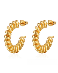 Wholesale Jewelry Light Luxury INS Style High Quality Titanium Steel Earrings Women Stainless Steel 18K Irregular Earrings-Gold Color-01