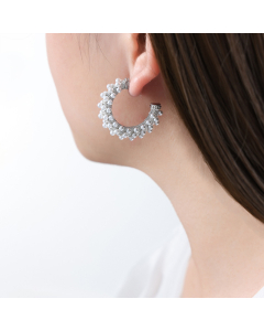 Wholesale Pearl Earrings Temperament Highlighter Shell Beads Inlaid C-shaped Titanium Steel Earrings-Steel Color-01