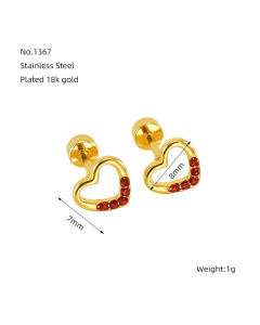Simple Style Hollow Out Love Diamond Inlaid Non-fading Stainless Steel Earrings