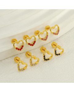 Wholesale Stainless Steel Earrings Fashion Minimalism Personality Hollow Out Love Diamond Inlaid Non-fading Earrings