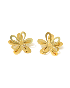 French Palace Style INS Style Hollow Out Flower Pendant Plated Gold Stainless Steel Earring
