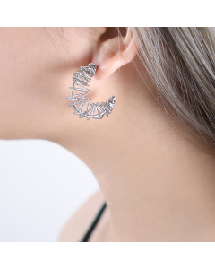 Wholesale Hollow Earrings Temperament Personality Light Luxury Electroplated 18K Gold Titanium Steel Earrings-Steel Color-02