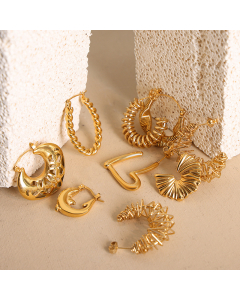 Wholesale Hollow Earrings Temperament Personality Light Luxury Electroplated 18K Gold Titanium Steel Earrings