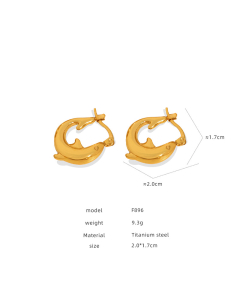 Wholesale Hollow Earrings Temperament Personality Light Luxury Electroplated 18K Gold Titanium Steel Earrings-Gold Color-06