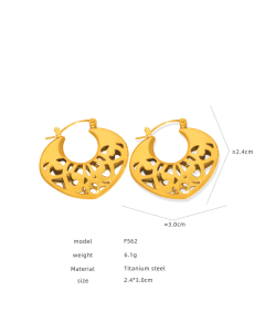 Wholesale Hollow Earrings Temperament Personality Light Luxury Electroplated 18K Gold Titanium Steel Earrings-Gold Color-08