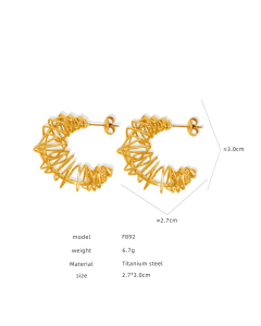 Wholesale Hollow Earrings Temperament Personality Light Luxury Electroplated 18K Gold Titanium Steel Earrings-Gold Color-02
