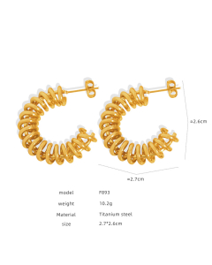 Wholesale Hollow Earrings Temperament Personality Light Luxury Electroplated 18K Gold Titanium Steel Earrings-Gold Color-03