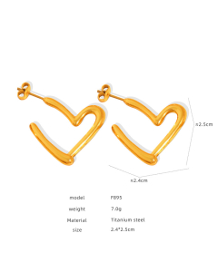 Wholesale Hollow Earrings Temperament Personality Light Luxury Electroplated 18K Gold Titanium Steel Earrings-Gold Color-05