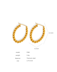 Wholesale Hollow Earrings Temperament Personality Light Luxury Electroplated 18K Gold Titanium Steel Earrings-Gold Color-01