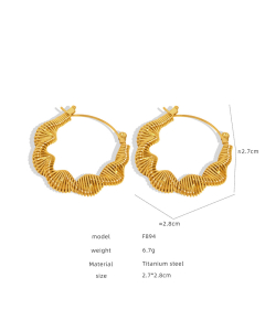 Wholesale Hollow Earrings Temperament Personality Light Luxury Electroplated 18K Gold Titanium Steel Earrings-Gold Color-04