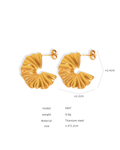 Wholesale Hollow Earrings Temperament Personality Light Luxury Electroplated 18K Gold Titanium Steel Earrings-Gold Color-07