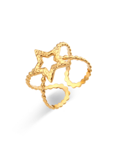  Fine Jewelry High Quality Minimalism Hollow Star Ring Stainless Steel Braid Open Ring