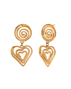 Gold Color Hollow Spiral Circle Love Pendant Wholesale Stainless Steel Earrings