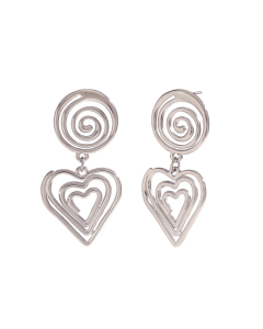 Steel Color Hollow Spiral Circle Love Pendant Wholesale Stainless Steel Earrings