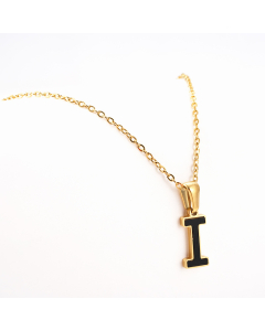 I Black Shell Initial Letter Stainless Steel Necklace CA7810229