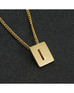 I Gold Plated Square Initial Letter Necklace CA7810194